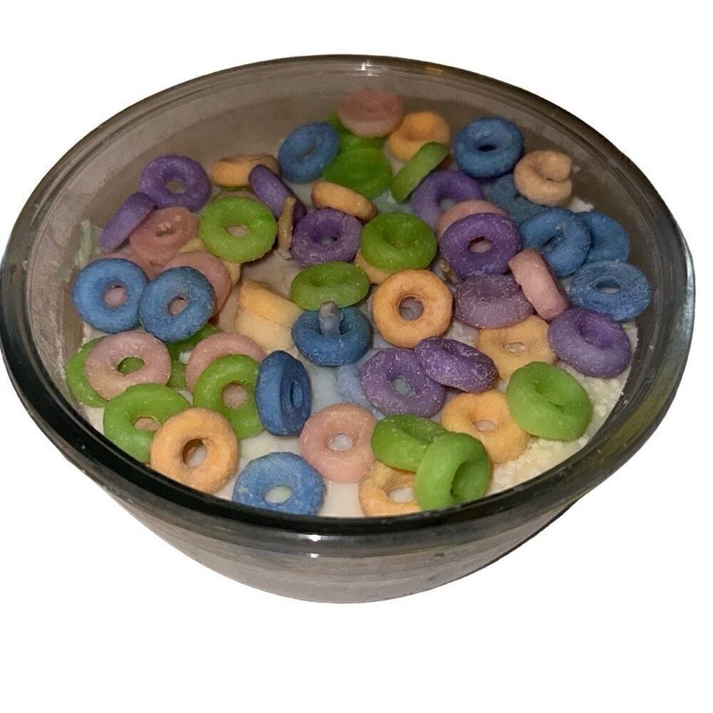*NEW*  Fruit Loop Cereal Bowl Sea Salt Caramel Scented Candle by E eorish
